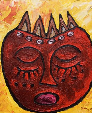 African Mask I, Acrylic on Canvas, 30 x 30cm, KES 20,000