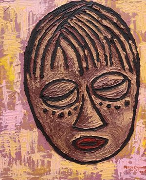 African Mask III, Acrylic on Canvas, 40 x 40cm, KES 35,000