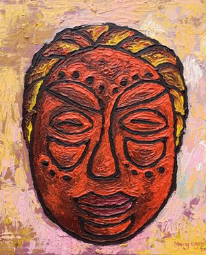 African Mask IV, Acrylic on Canvas, 40 x 40cm, KES 35,000